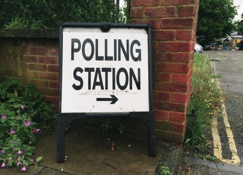 Polling station sign