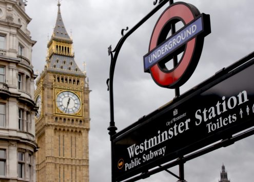 Westminster station tube sign