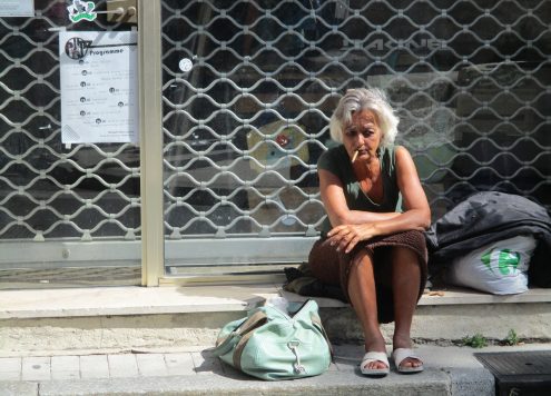 Homeless woman