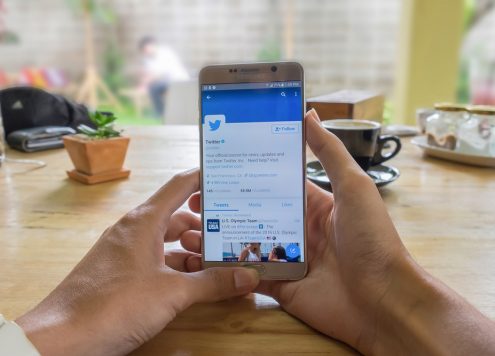 Smartphone with Twitter open