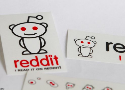 Stickers of social media platform, Reddit, where incels are rampant.