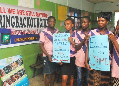 Posters calling for the return of the Chibok Girls by Boko Haram